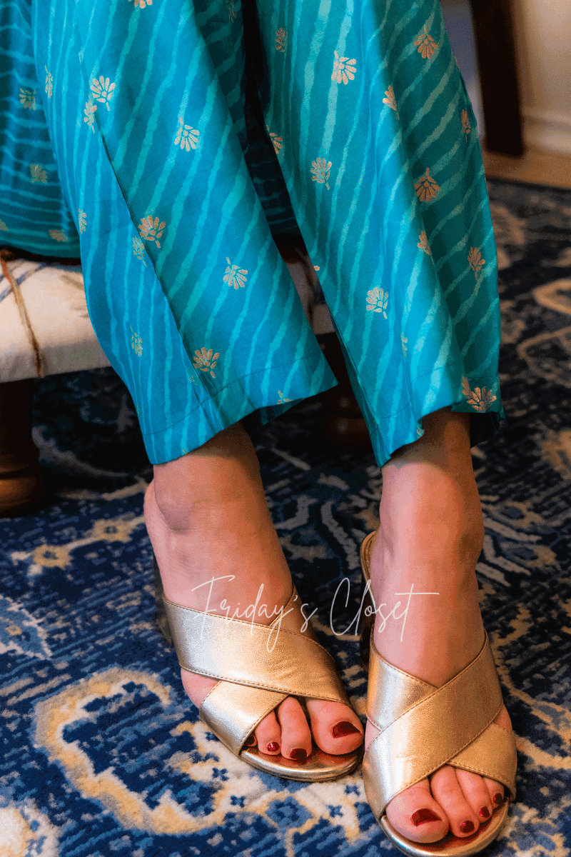 Blue Gota pati Embroidered Kurta Set - Friday's Closet