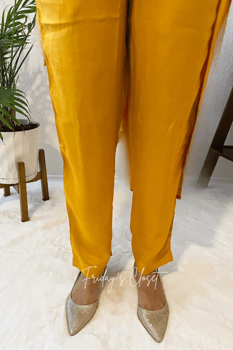 Mustard Naira Cut Kurta Set - Friday's Closet