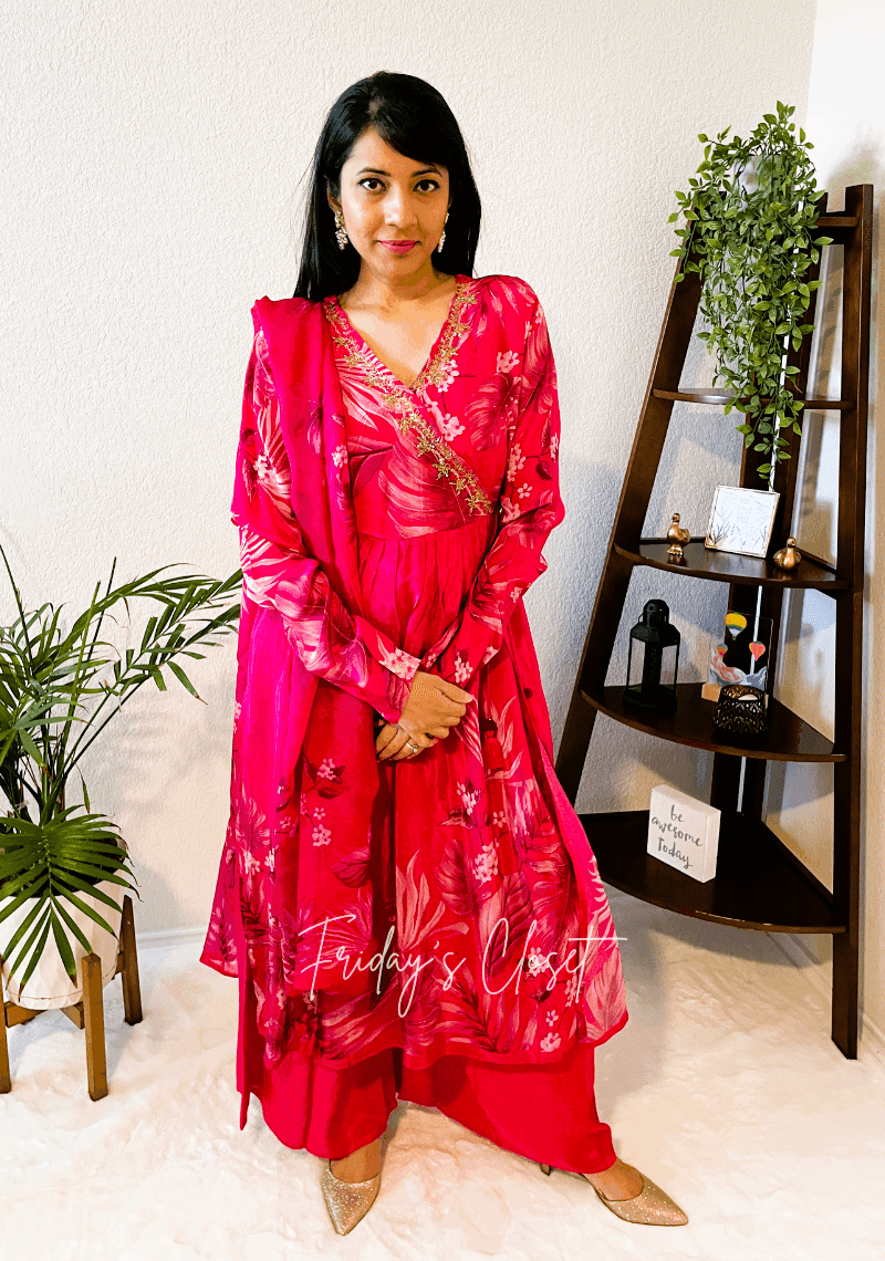 hot-pink-flowvy-kurta-with-gharara