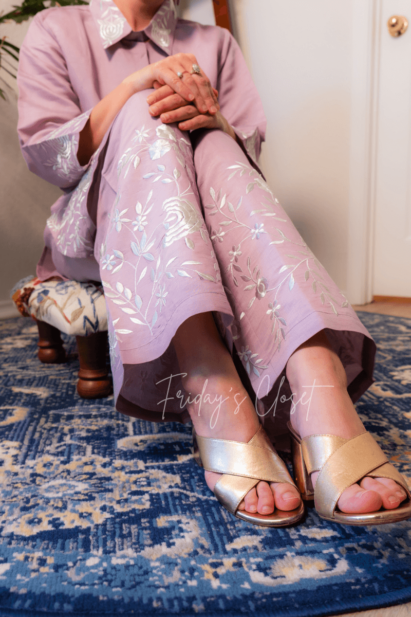 Light Purple Embroidered Indian Co-ord Set - Friday's Closet