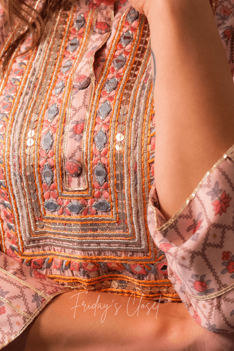 Block Printed Kurta Set with Afghani Pants - Friday's Closet