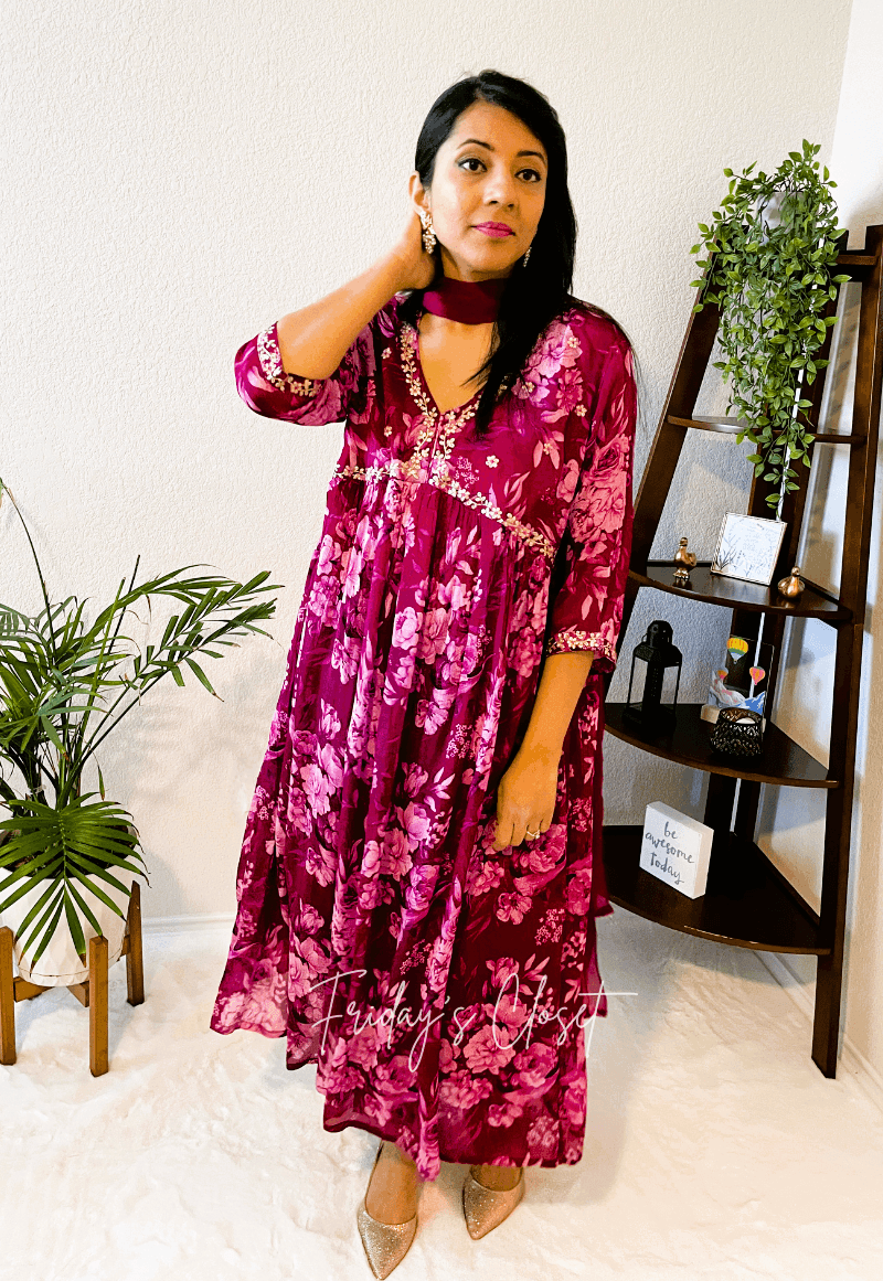 wine-aari-georgette-kurta-with-gharara